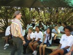 A Caribbean Journey from A to Y (Read and Discover What Happened to the Z) author, Mario Picayo, speaks to students at Island Academy, in Antigua.