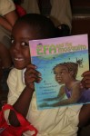 Posing with his new book "Efa and the Mosquito". E. Benjamin Oliver Elementary School on St. Thomas